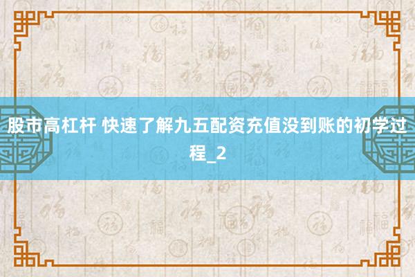 股市高杠杆 快速了解九五配资充值没到账的初学过程_2