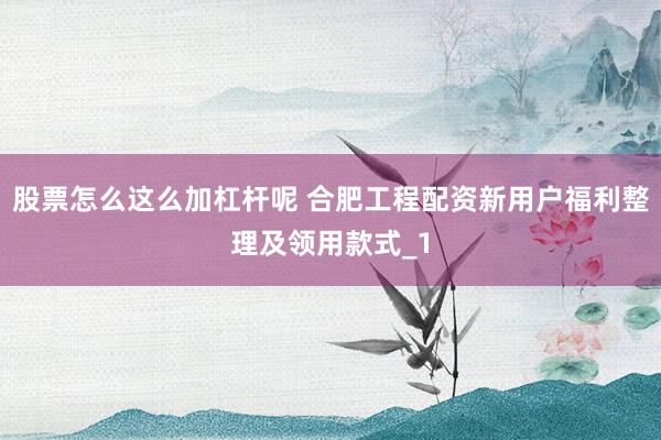 股票怎么这么加杠杆呢 合肥工程配资新用户福利整理及领用款式_1