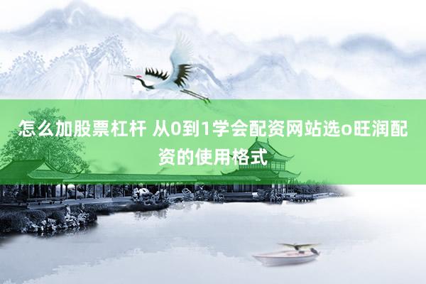 怎么加股票杠杆 从0到1学会配资网站选o旺润配资的使用格式
