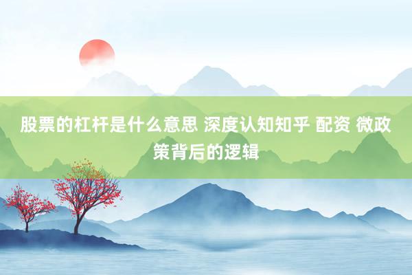 股票的杠杆是什么意思 深度认知知乎 配资 微政策背后的逻辑