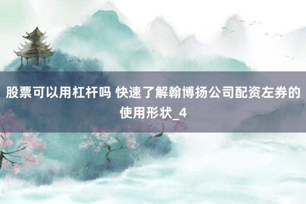 股票可以用杠杆吗 快速了解翰博扬公司配资左券的使用形状_4