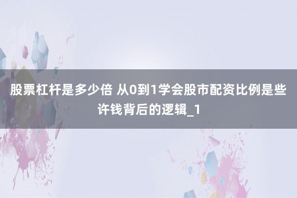 股票杠杆是多少倍 从0到1学会股市配资比例是些许钱背后的逻辑_1