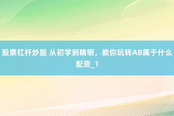 股票杠杆炒股 从初学到精明，教你玩转AB属于什么配资_1