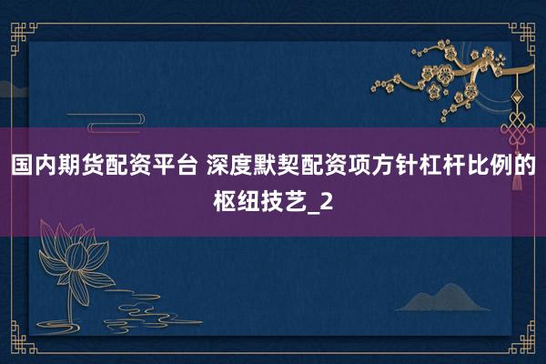 国内期货配资平台 深度默契配资项方针杠杆比例的枢纽技艺_2