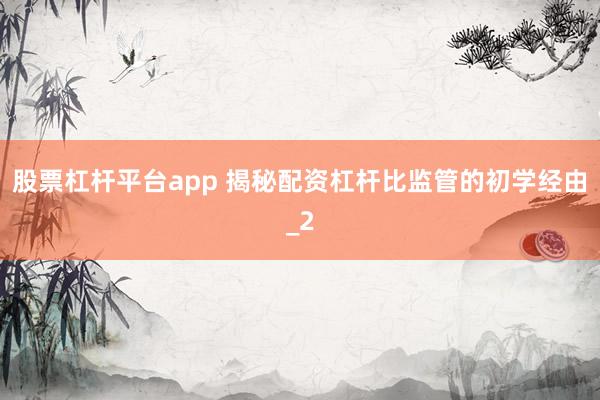 股票杠杆平台app 揭秘配资杠杆比监管的初学经由_2