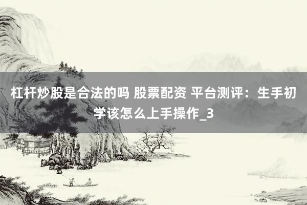杠杆炒股是合法的吗 股票配资 平台测评：生手初学该怎么上手操作_3