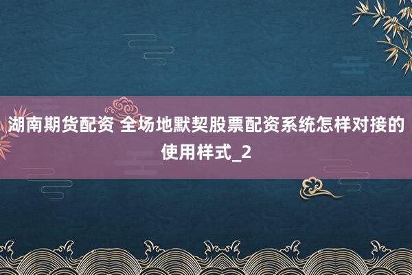 湖南期货配资 全场地默契股票配资系统怎样对接的使用样式_2