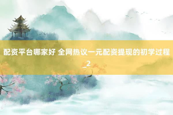 配资平台哪家好 全网热议一元配资提现的初学过程_2