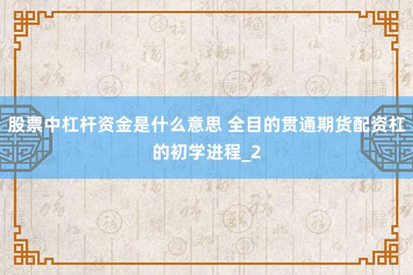 股票中杠杆资金是什么意思 全目的贯通期货配资杠的初学进程_2