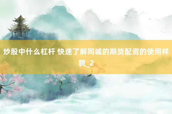 炒股中什么杠杆 快速了解同城的期货配资的使用样貌_2