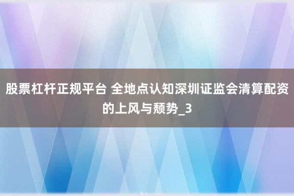 股票杠杆正规平台 全地点认知深圳证监会清算配资的上风与颓势_3
