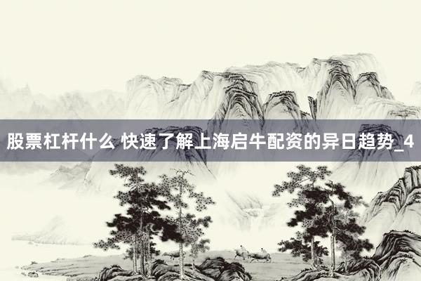 股票杠杆什么 快速了解上海启牛配资的异日趋势_4