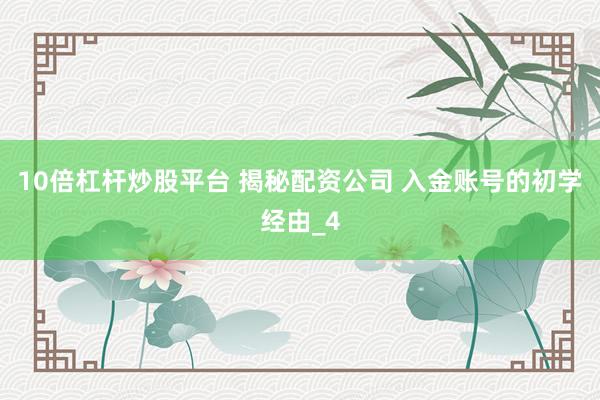 10倍杠杆炒股平台 揭秘配资公司 入金账号的初学经由_4