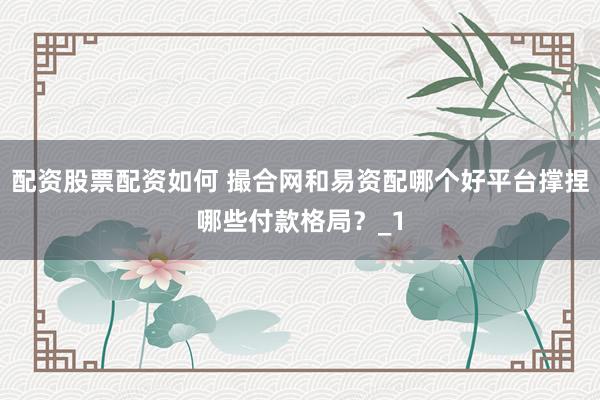 配资股票配资如何 撮合网和易资配哪个好平台撑捏哪些付款格局？_1