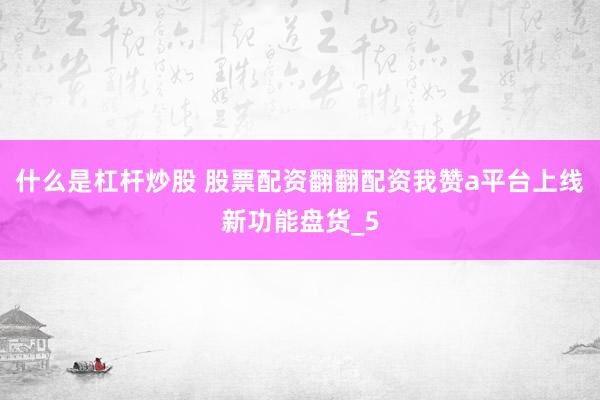 什么是杠杆炒股 股票配资翻翻配资我赞a平台上线新功能盘货_5