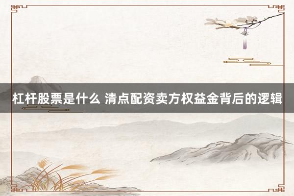 杠杆股票是什么 清点配资卖方权益金背后的逻辑