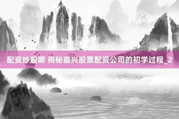 配资炒股哪 揭秘嘉兴股票配资公司的初学过程_2