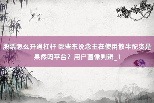 股票怎么开通杠杆 哪些东说念主在使用散牛配资是果然吗平台？用户画像判辨_1