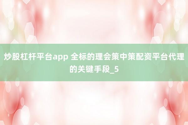 炒股杠杆平台app 全标的理会策中策配资平台代理的关键手段_5