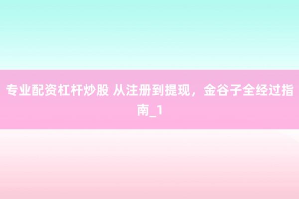 专业配资杠杆炒股 从注册到提现，金谷子全经过指南_1