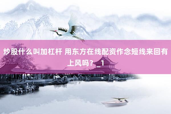 炒股什么叫加杠杆 用东方在线配资作念短线来回有上风吗？_1
