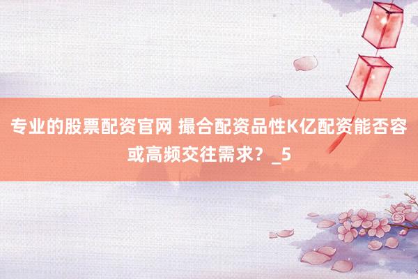 专业的股票配资官网 撮合配资品性K亿配资能否容或高频交往需求？_5
