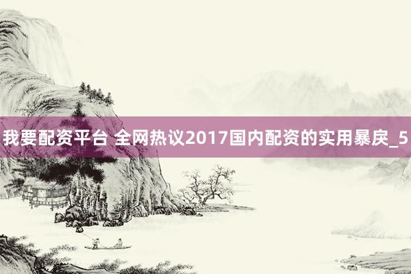 我要配资平台 全网热议2017国内配资的实用暴戾_5