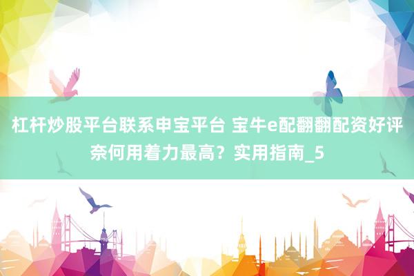 杠杆炒股平台联系申宝平台 宝牛e配翻翻配资好评奈何用着力最高？实用指南_5