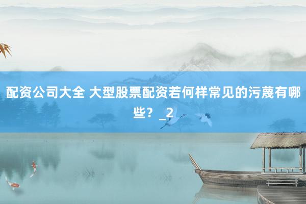 配资公司大全 大型股票配资若何样常见的污蔑有哪些？_2