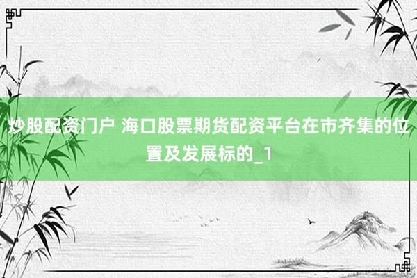 炒股配资门户 海口股票期货配资平台在市齐集的位置及发展标的_1