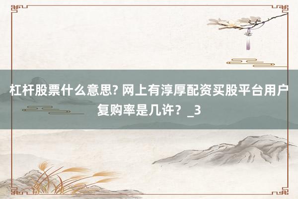 杠杆股票什么意思? 网上有淳厚配资买股平台用户复购率是几许？_3