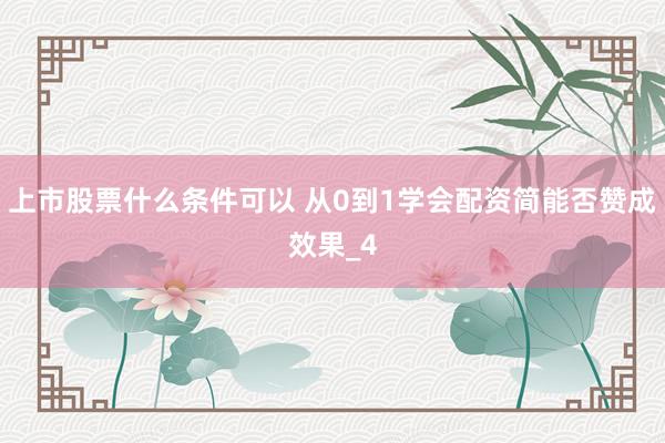 上市股票什么条件可以 从0到1学会配资简能否赞成效果_4