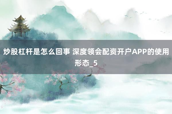 炒股杠杆是怎么回事 深度领会配资开户APP的使用形态_5