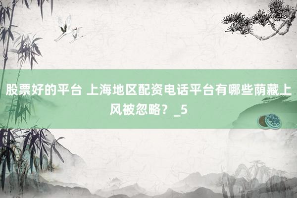 股票好的平台 上海地区配资电话平台有哪些荫藏上风被忽略？_5