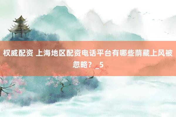 权威配资 上海地区配资电话平台有哪些荫藏上风被忽略？_5