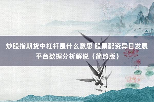 炒股指期货中杠杆是什么意思 股票配资异日发展平台数据分析解说（简约版）