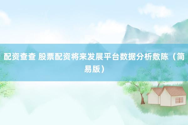 配资查查 股票配资将来发展平台数据分析敷陈（简易版）