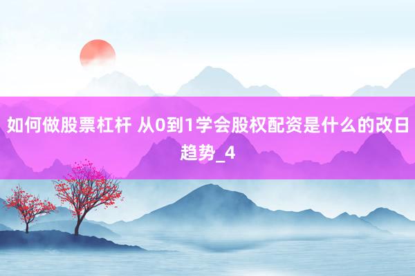 如何做股票杠杆 从0到1学会股权配资是什么的改日趋势_4