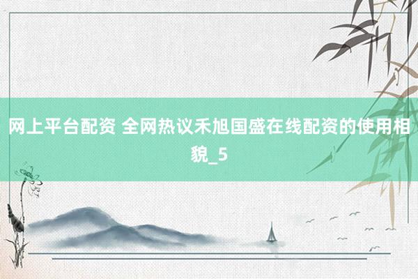 网上平台配资 全网热议禾旭国盛在线配资的使用相貌_5